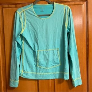 Athleta summer shade rash guard surf top blue teal Medium M